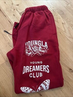 YoungLA Joggers with White Graphic Print